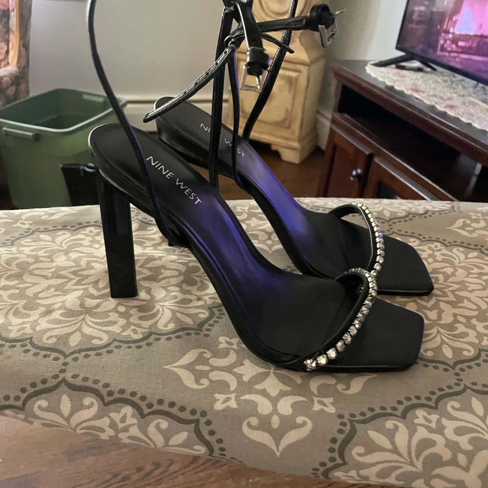 Nine West Black Rhinestone Heels